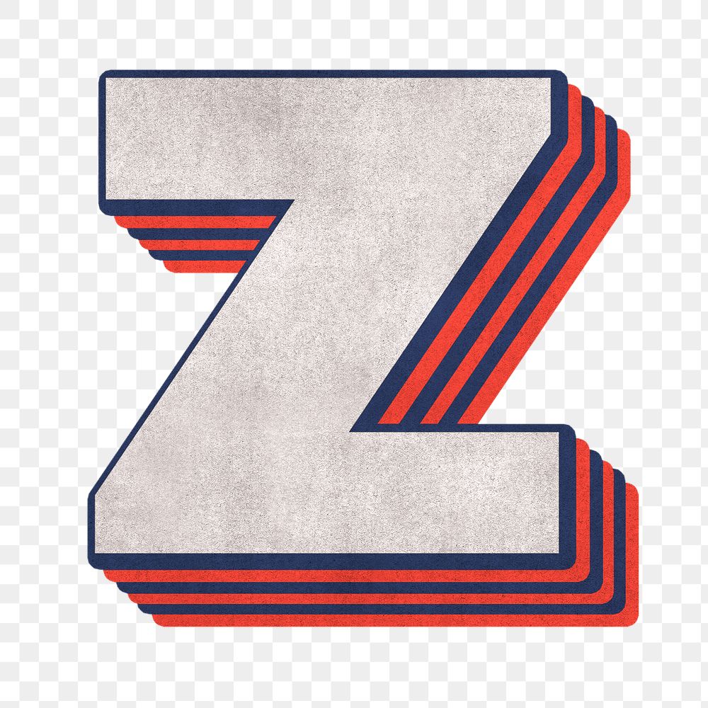z alphabet layered effect png typography