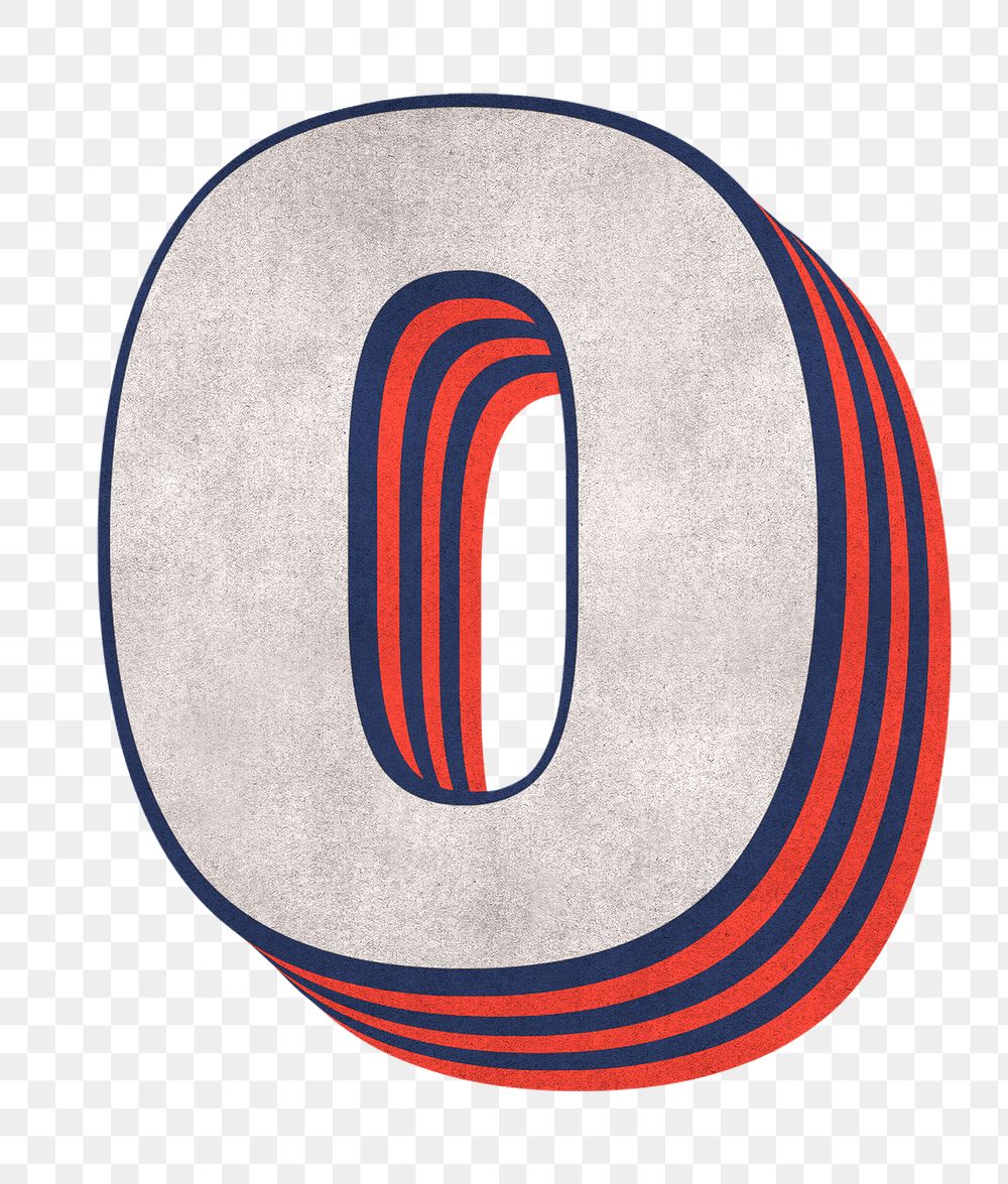 Number 0 layered text effect png font