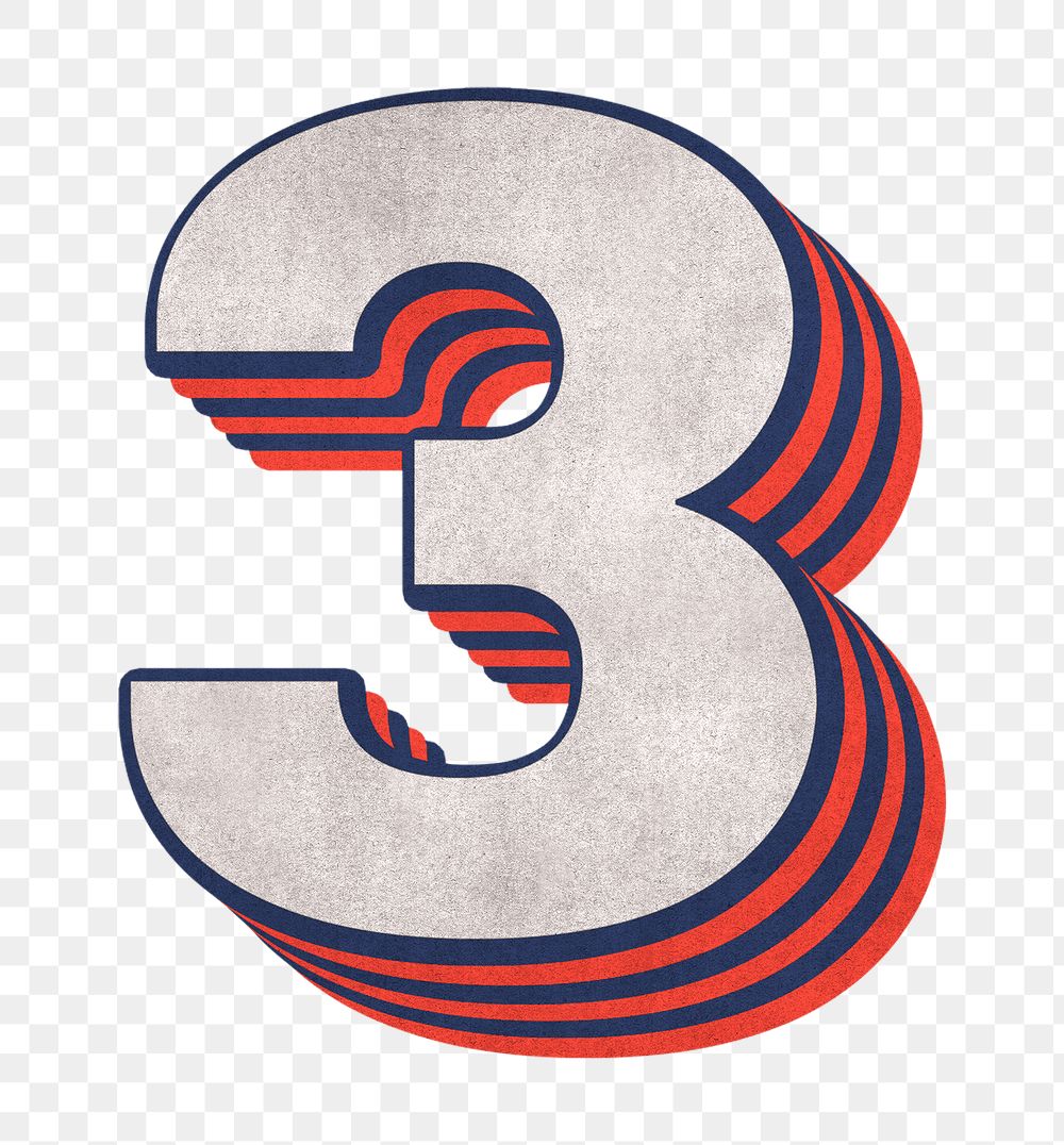 Number 3 layered text effect png font