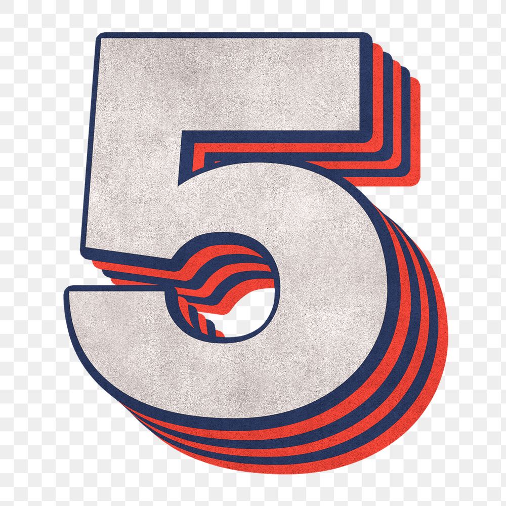 Number 5 layered text effect png font
