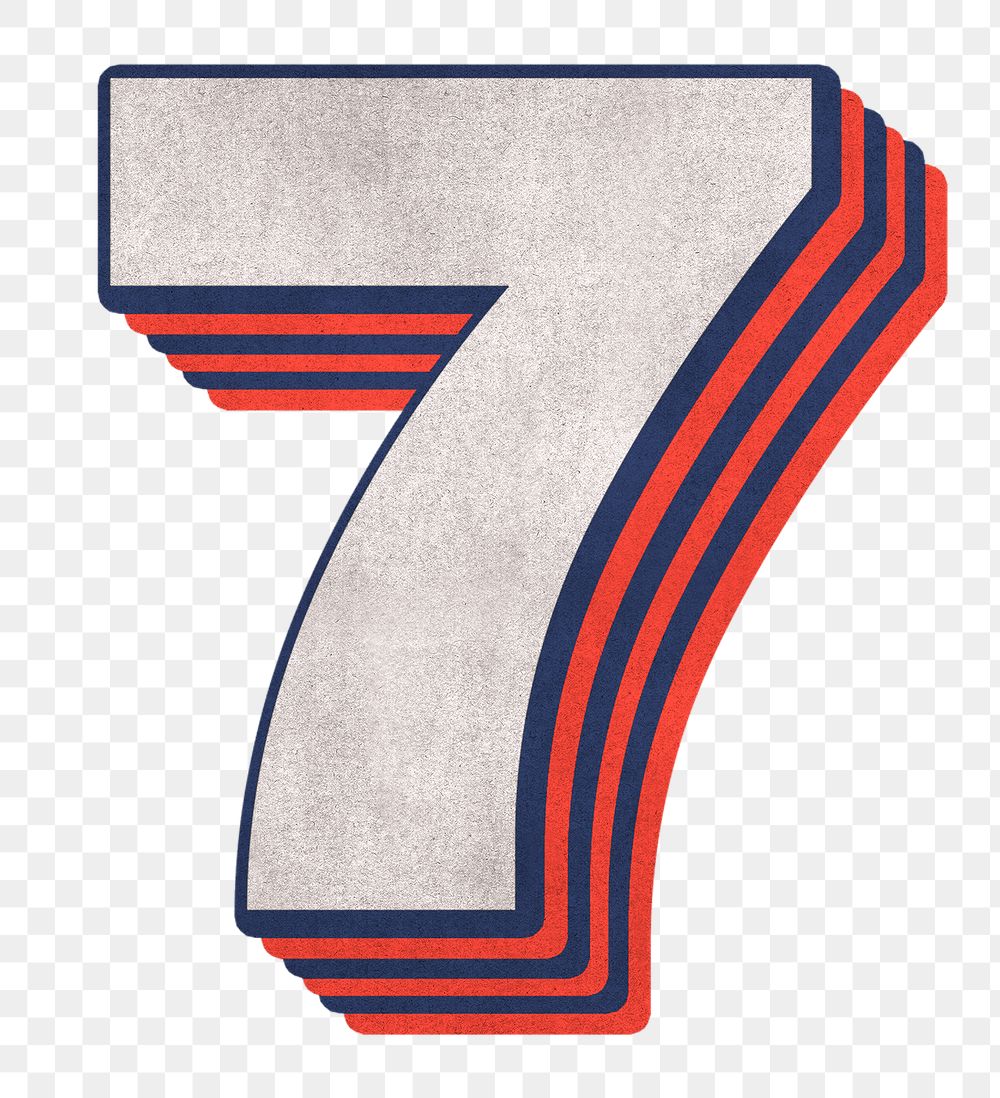 Number 7 layered text effect png font