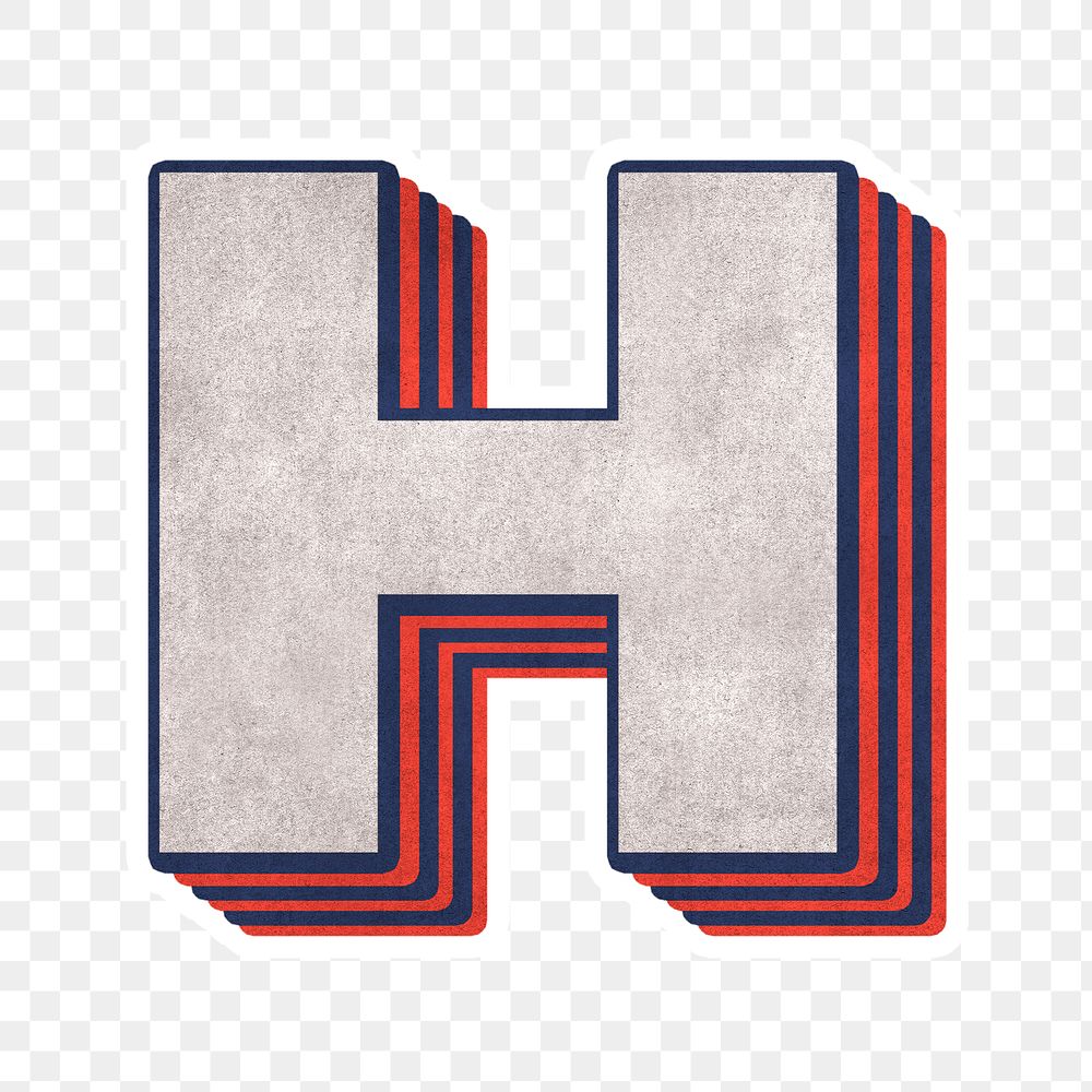 H alphabet layered effect png typography