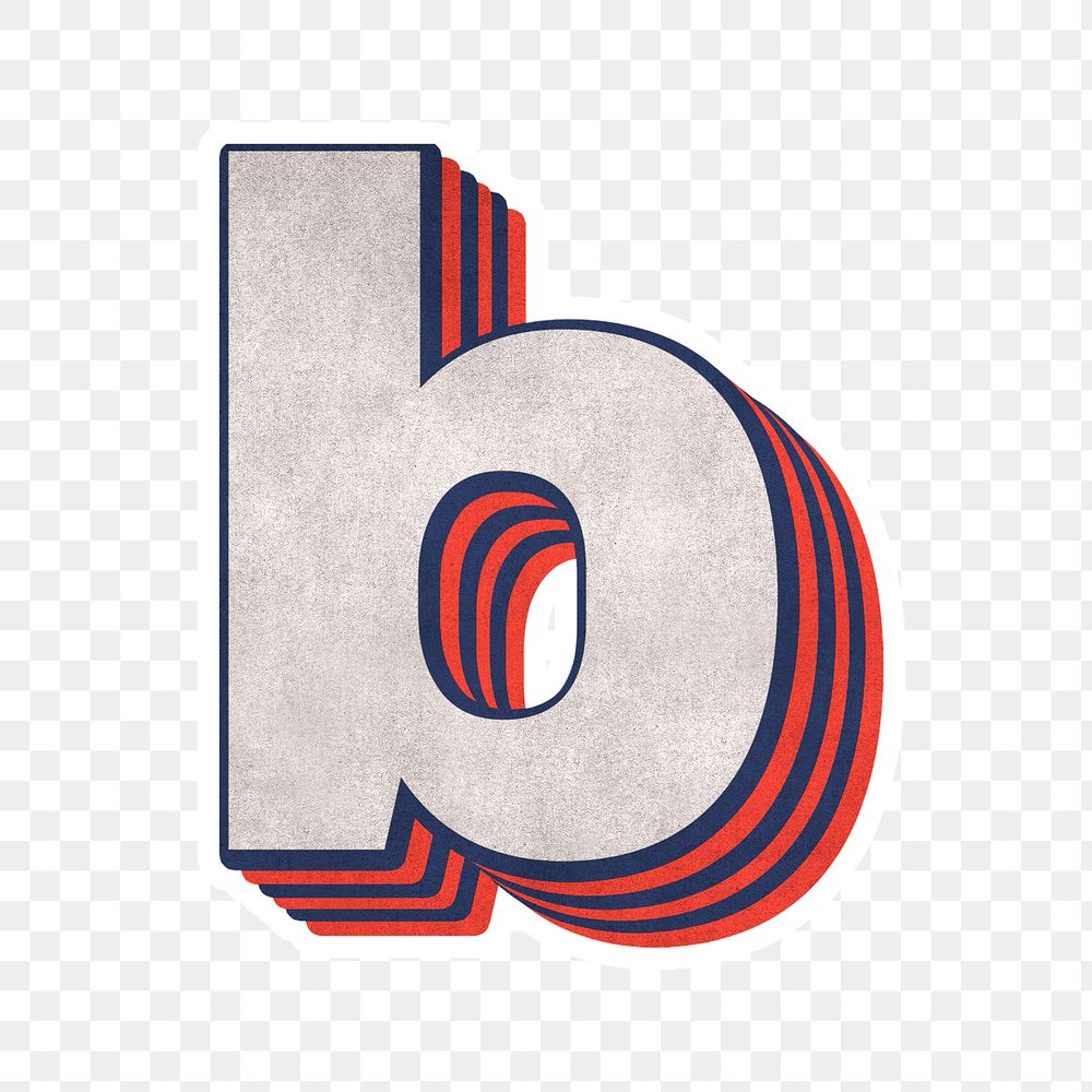 b alphabet layered effect png typography