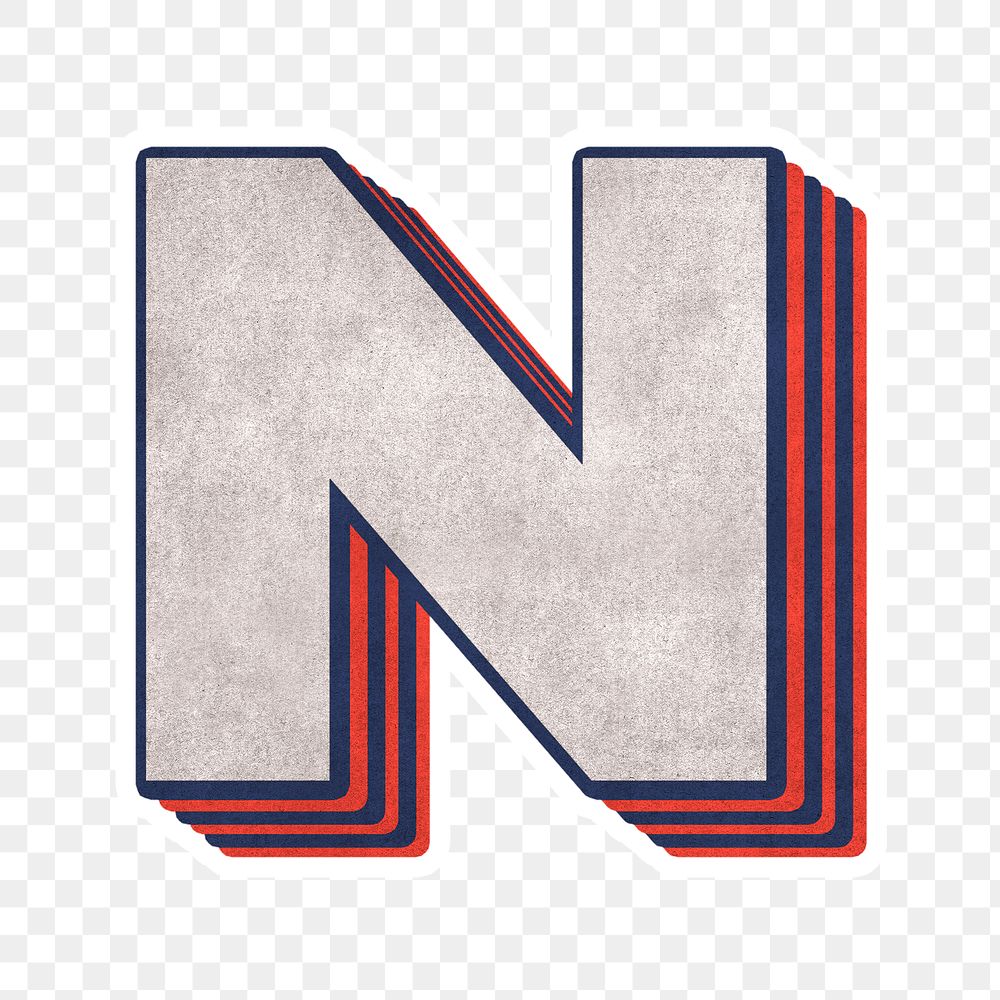 Letter N png layered effect alphabet text
