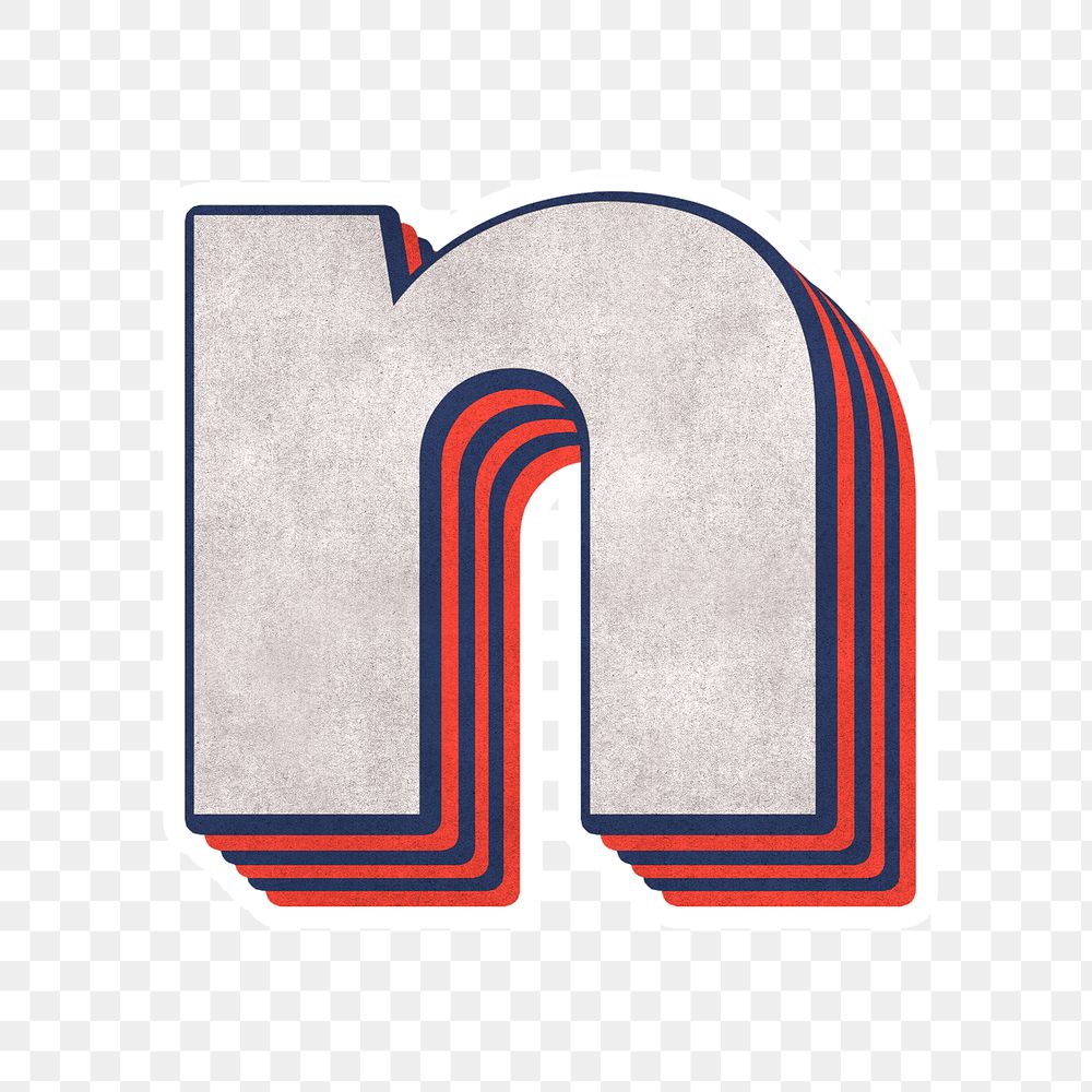 Letter n png layered effect alphabet text