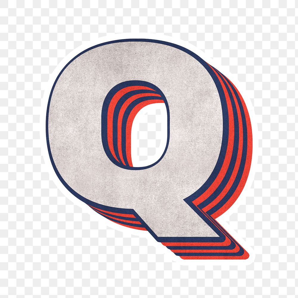 Letter Q png layered effect alphabet text