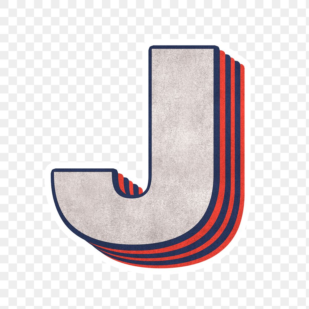 J alphabet layered effect png typography