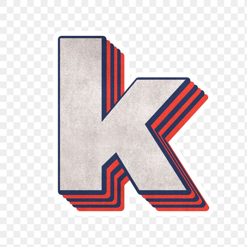 Letter k png layered effect alphabet text