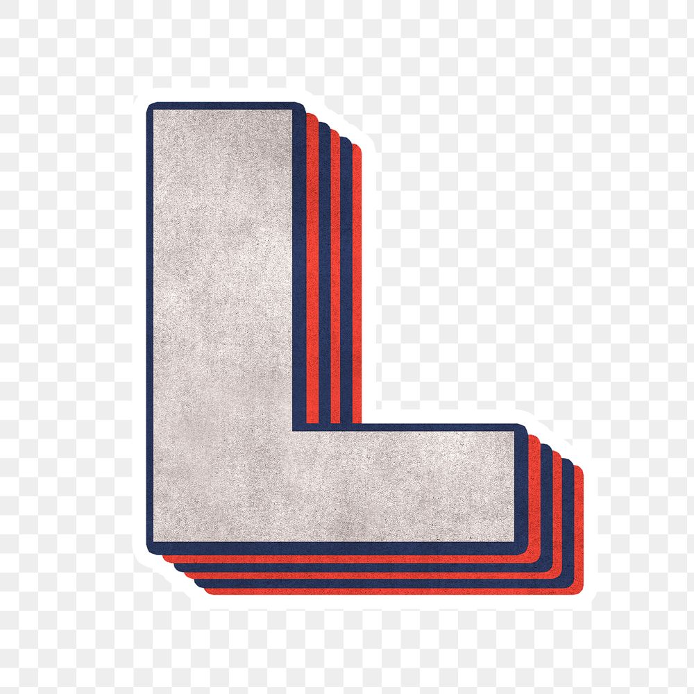 L alphabet layered effect png typography