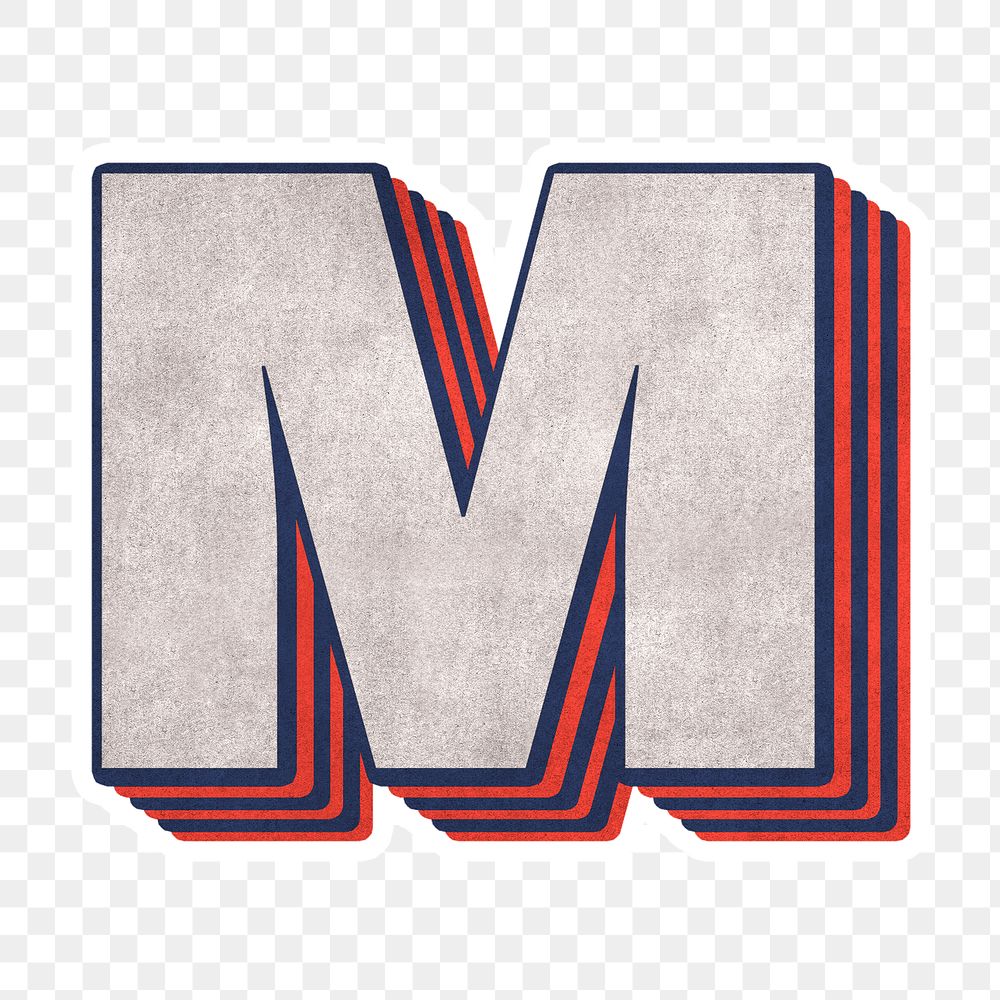 M alphabet layered effect png typography