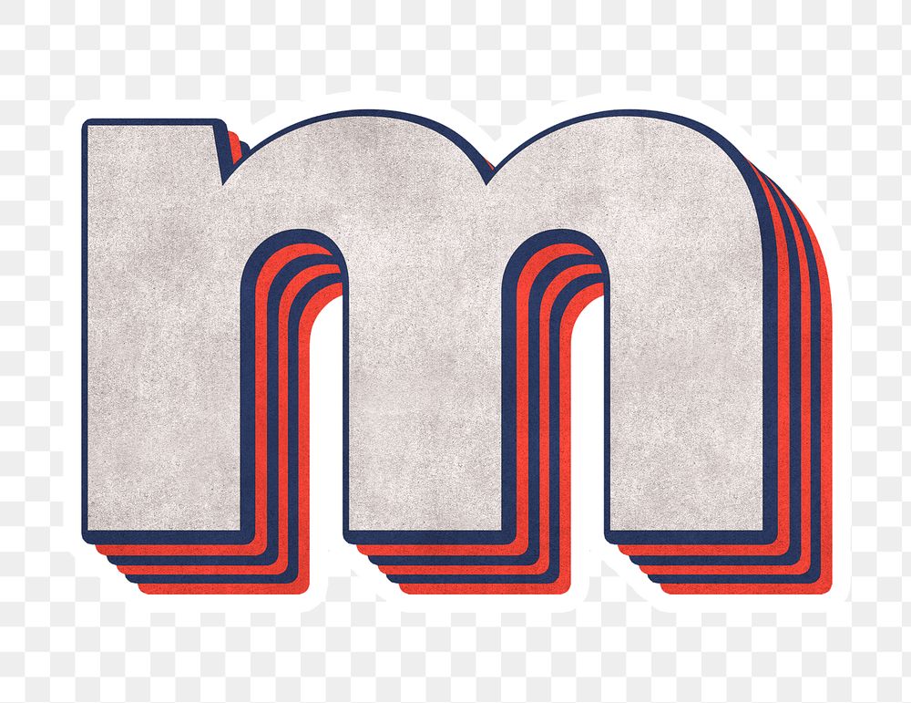 m alphabet layered effect png typography