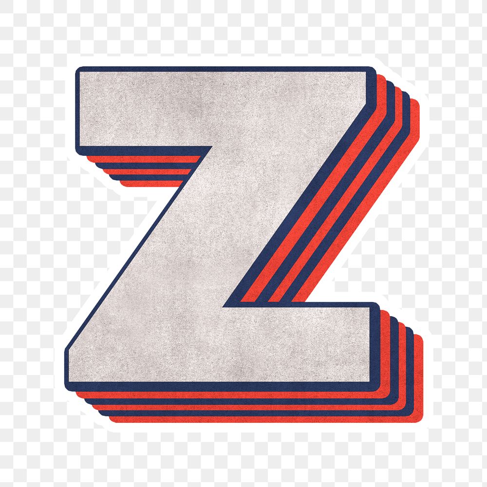 Letter Z png layered effect alphabet text