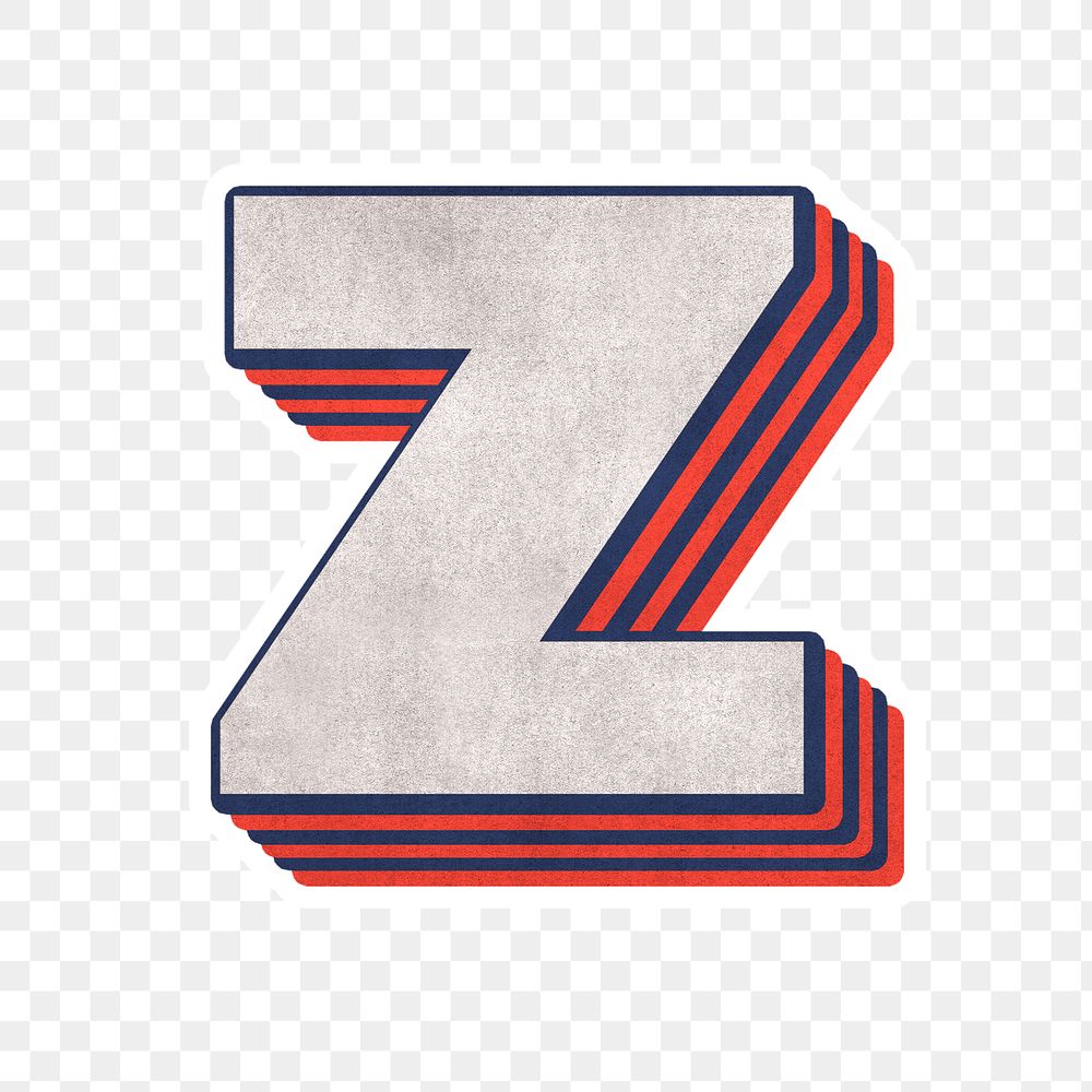 Letter z png layered effect alphabet text