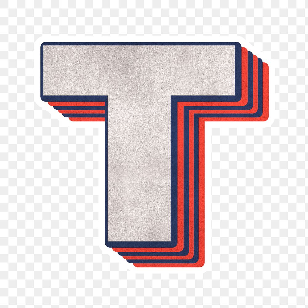 T alphabet layered effect png typography
