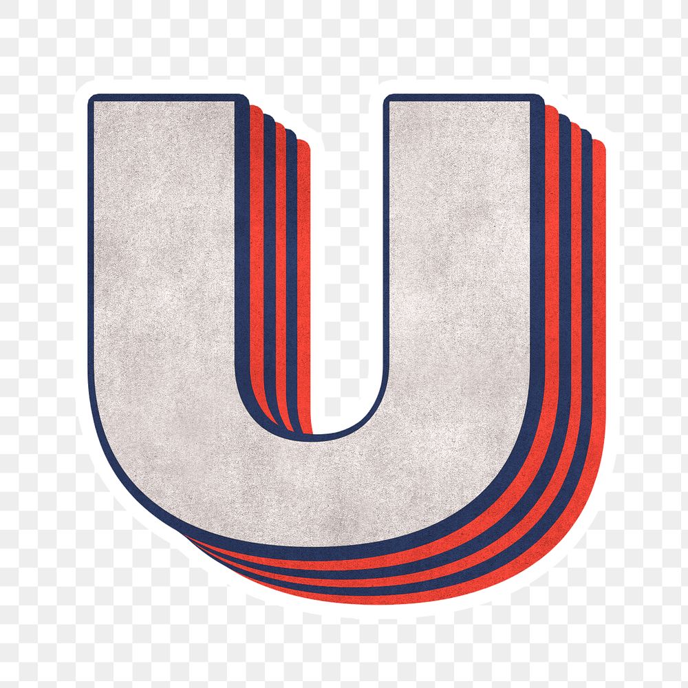 Letter U png layered effect alphabet text