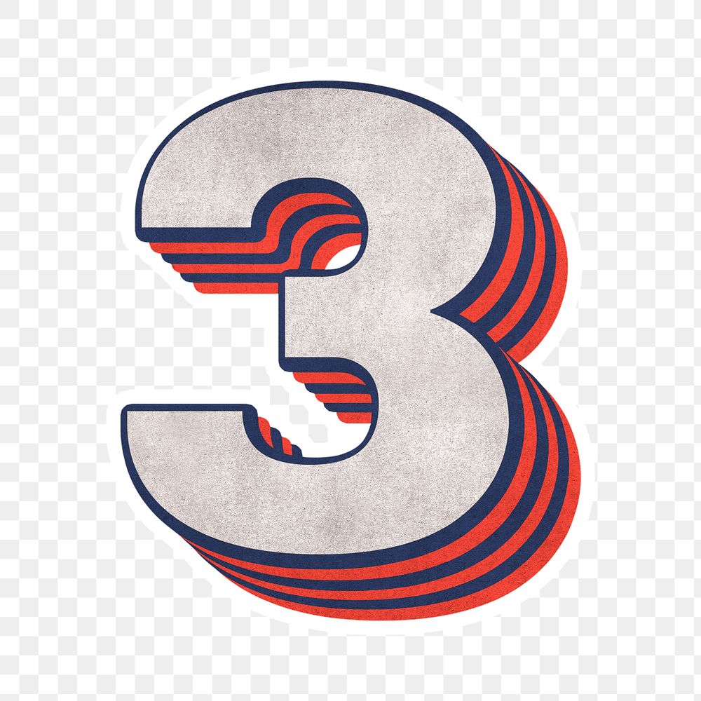 Number three layered text effect png font