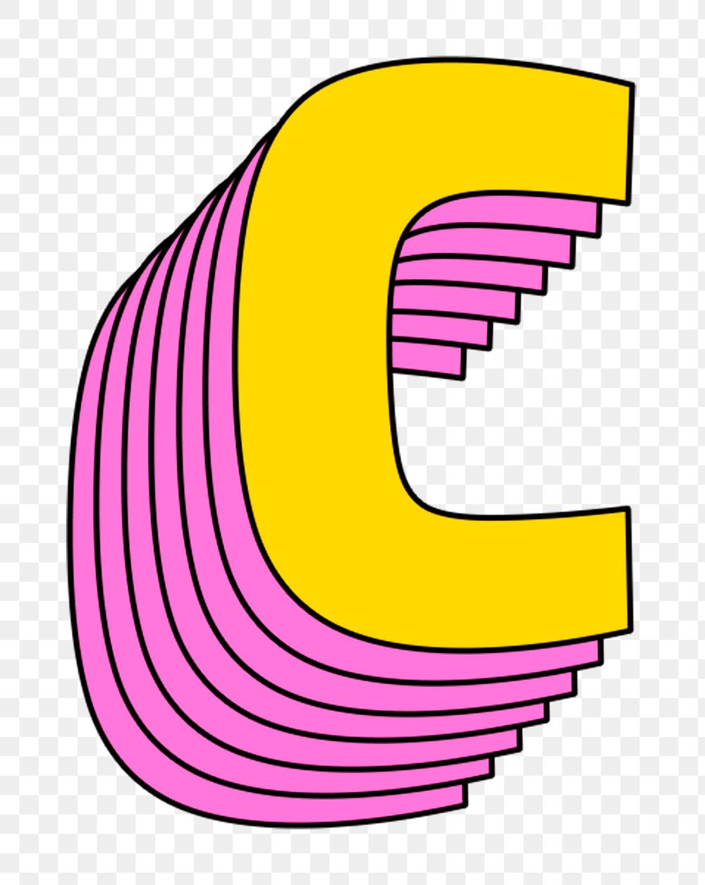 3d capital letter c png vintage typeface