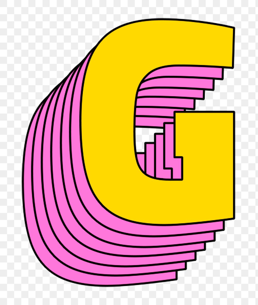 3d layered g letter png stylized typography