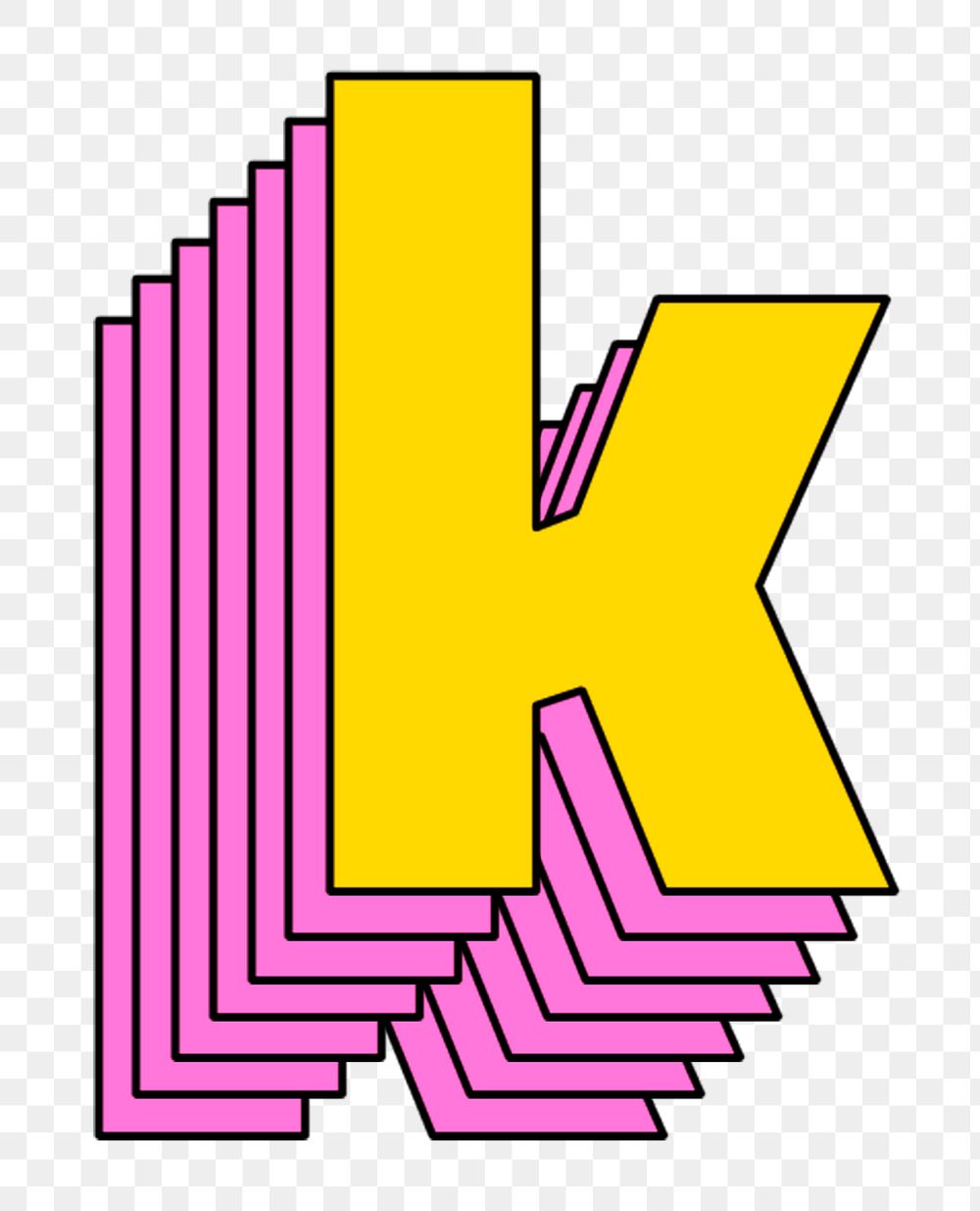 Layered letter k png retro typeface