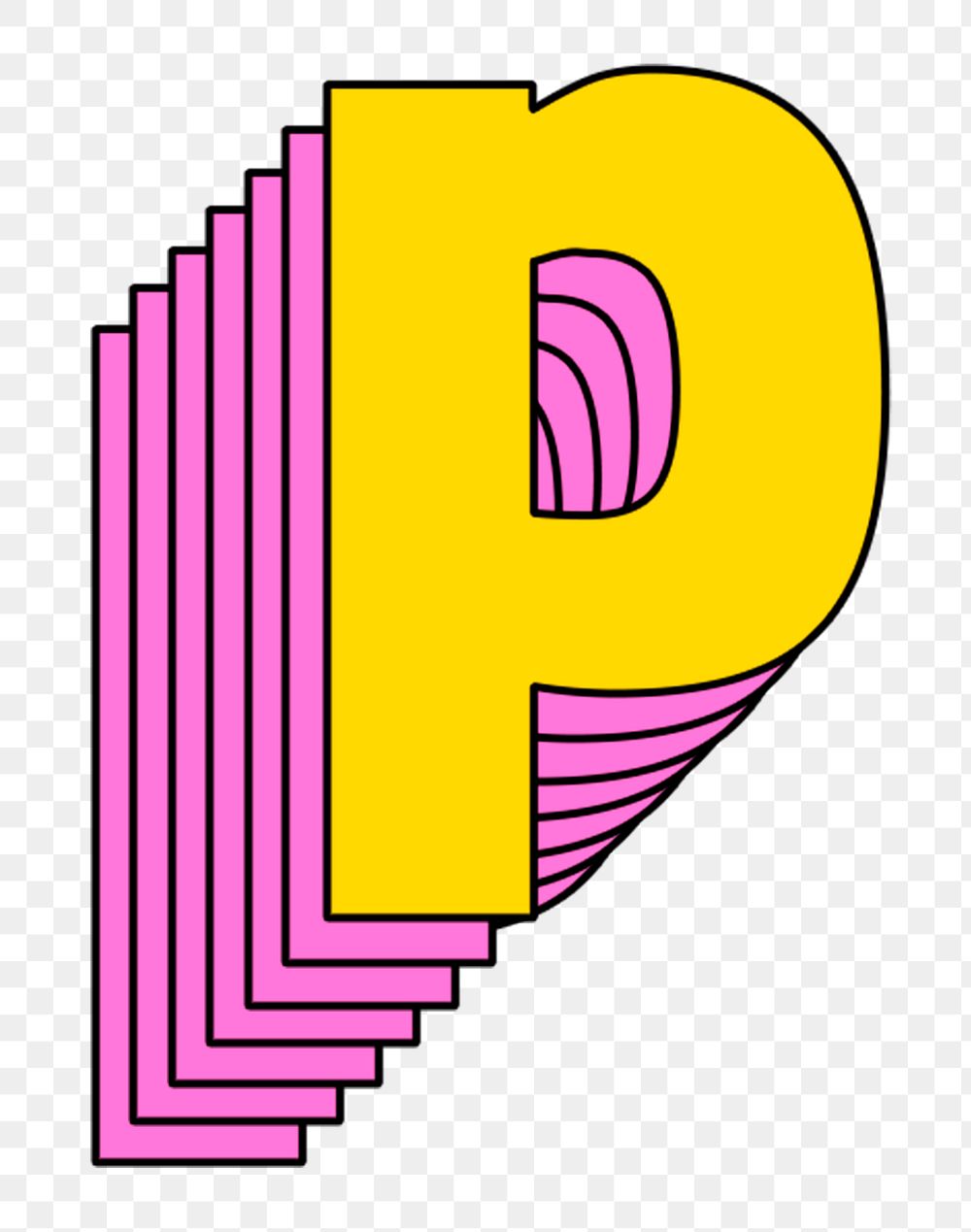 Transparent character p 3d stylized typeface