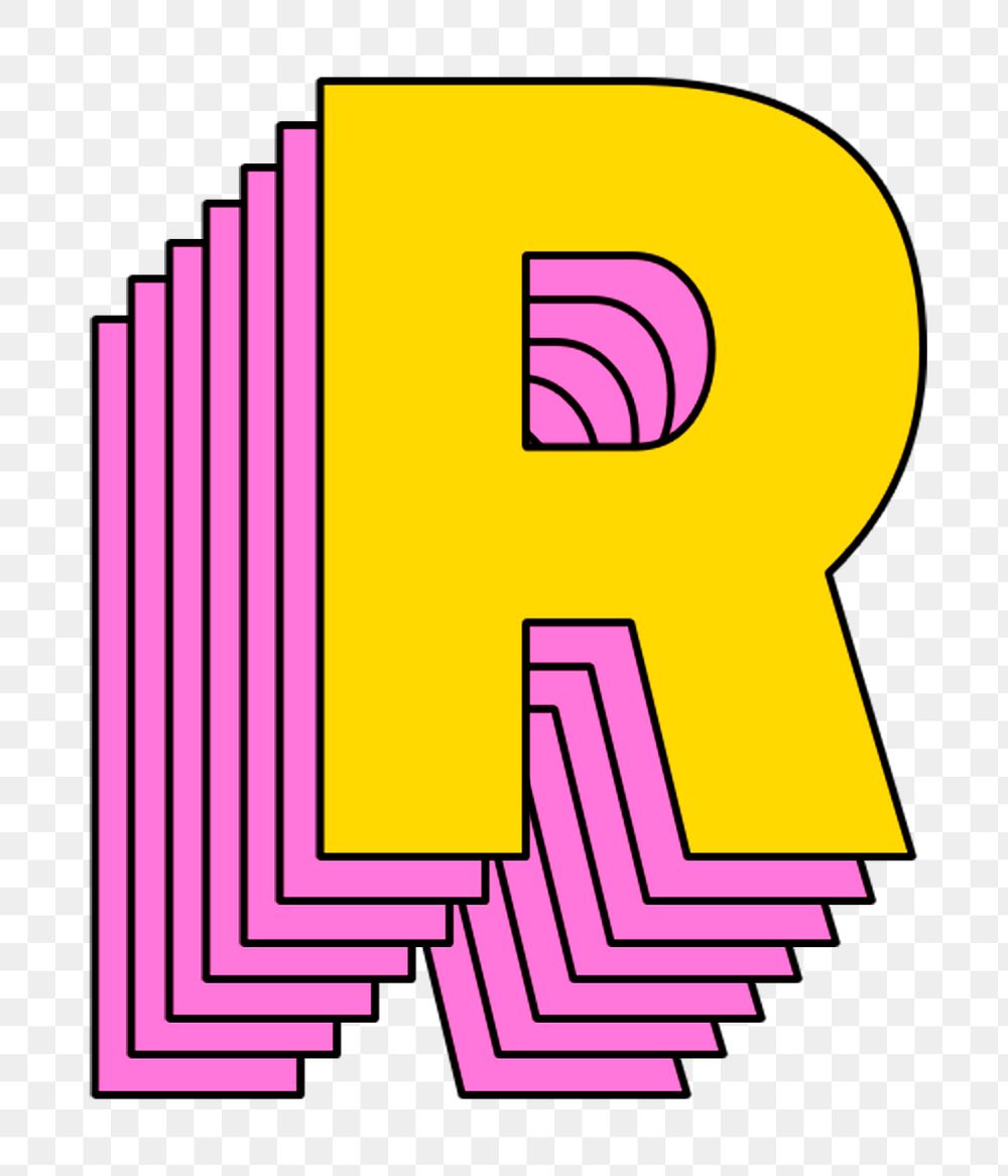 Layered letter r png stylized typography