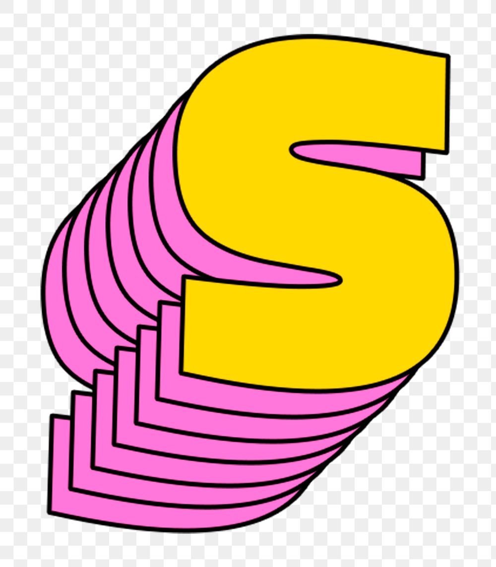 S letter layered 3d png font