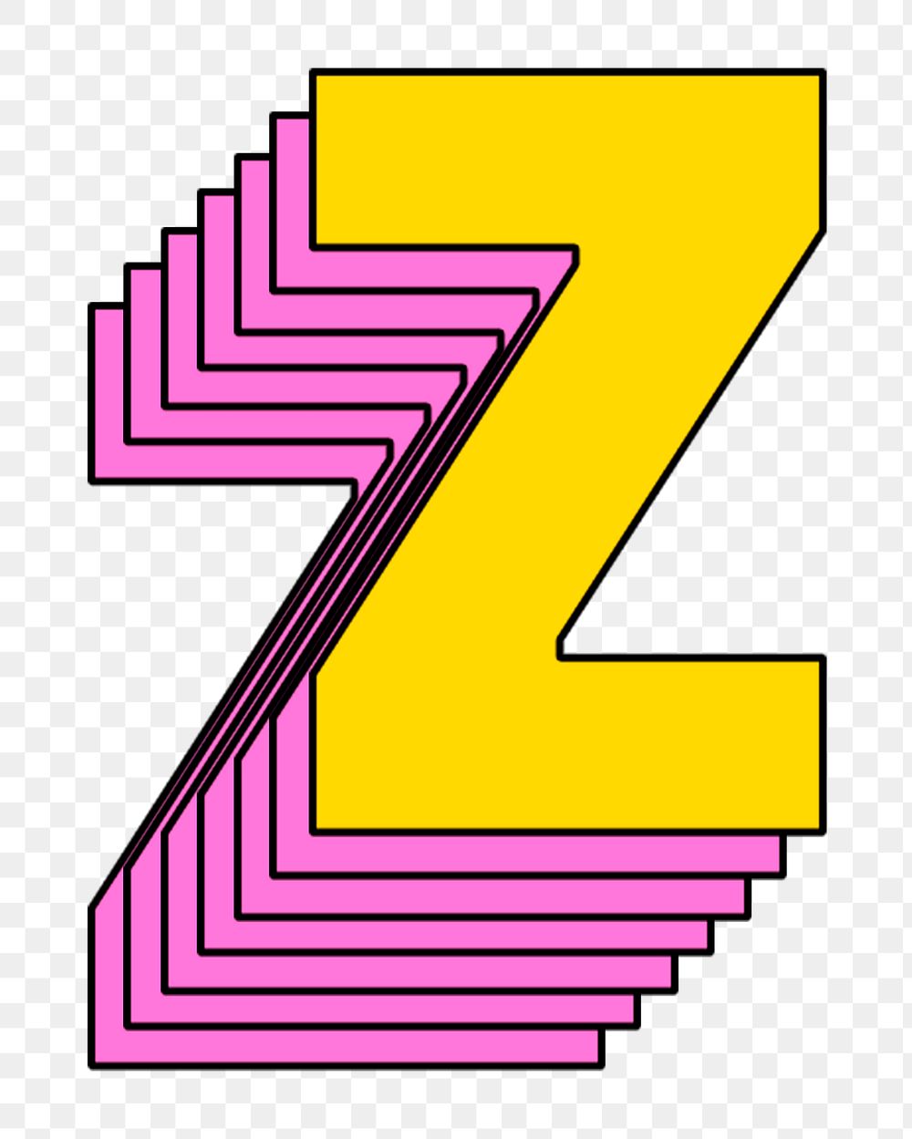 Layered character z png stylized typography