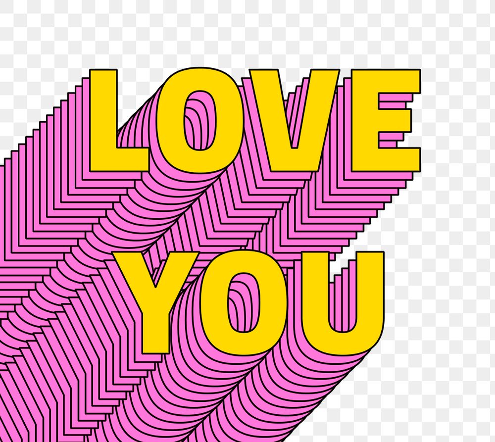 Love you layered png typography retro word