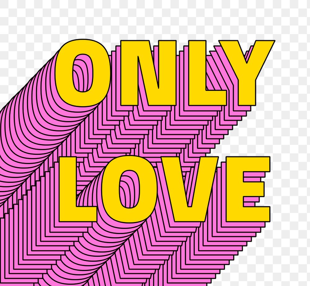 Only love layered png typography retro word