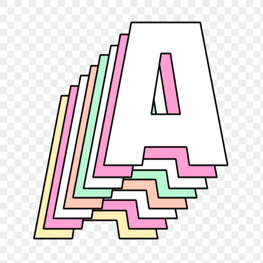 Layered capital letter a png stylized typography