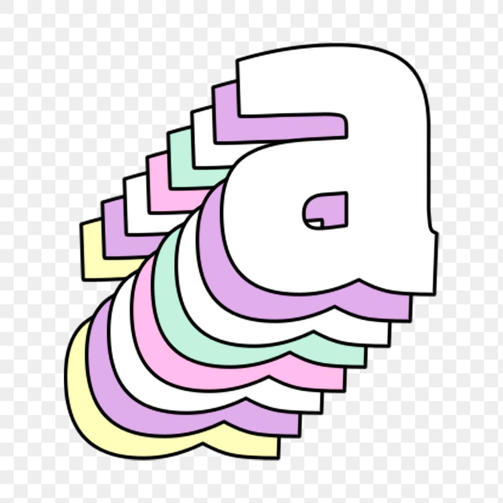 Layered letter a lowercase png stylized typography