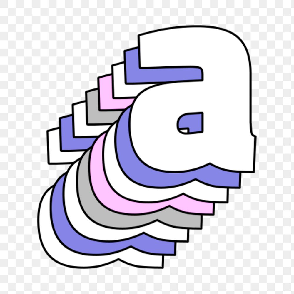Layered letter a lowercase png stylized typography