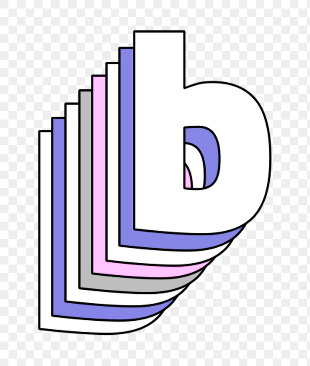Layered letter b png pastel stylized typography