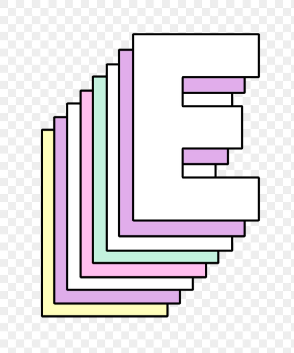 Layered letter e png pastel stylized typography