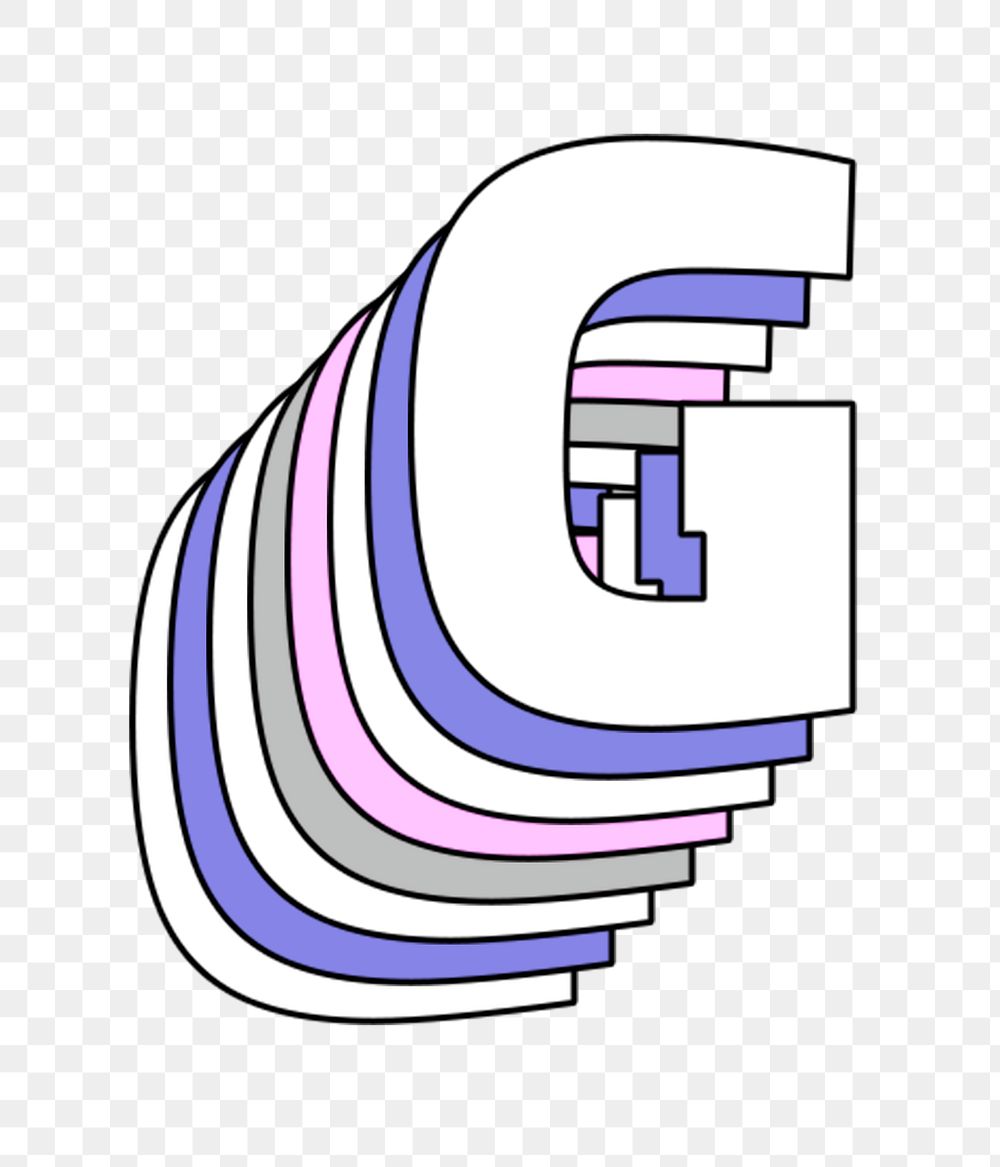 3d layered g letter pastel stylized typography