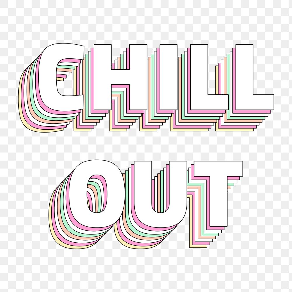 Png Chill out layered text typography retro word