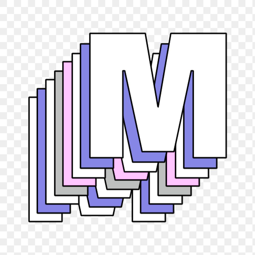 3d layered m letter pastel stylized typography