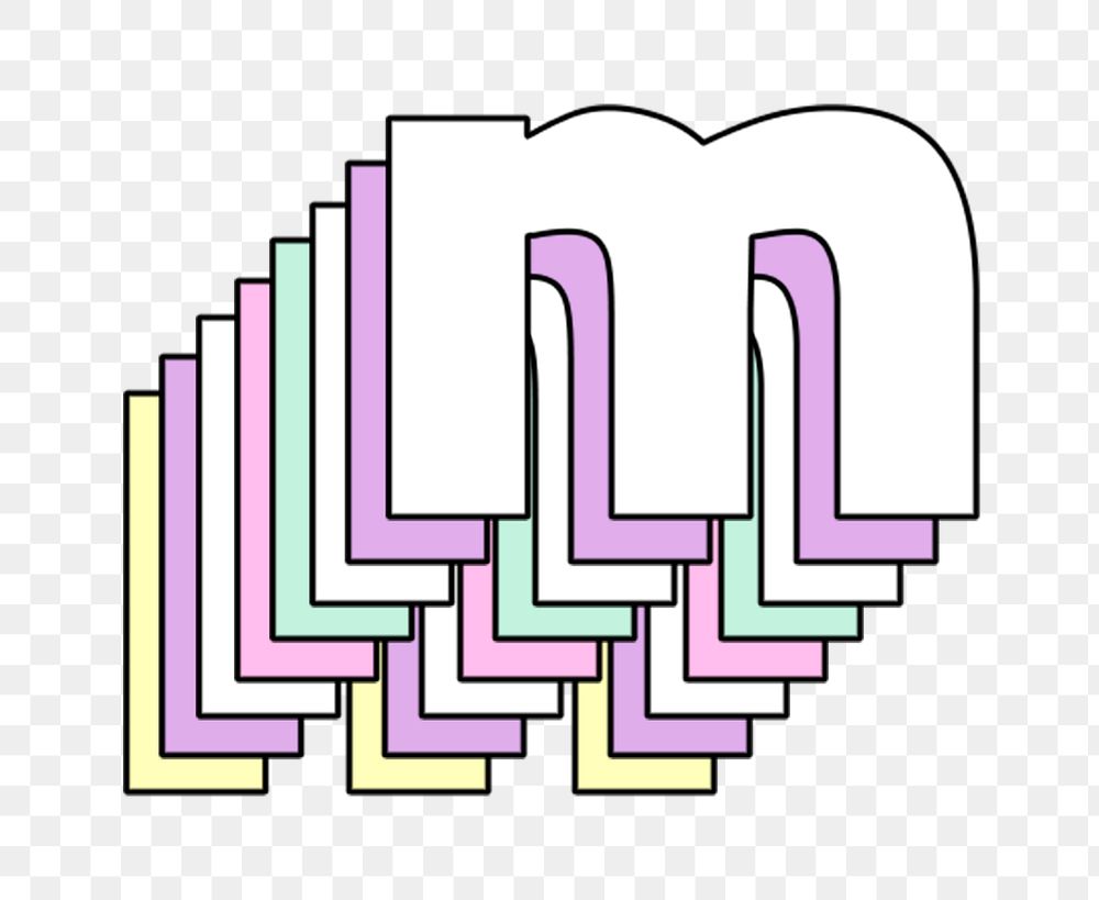 3d layered m letter pastel stylized typography
