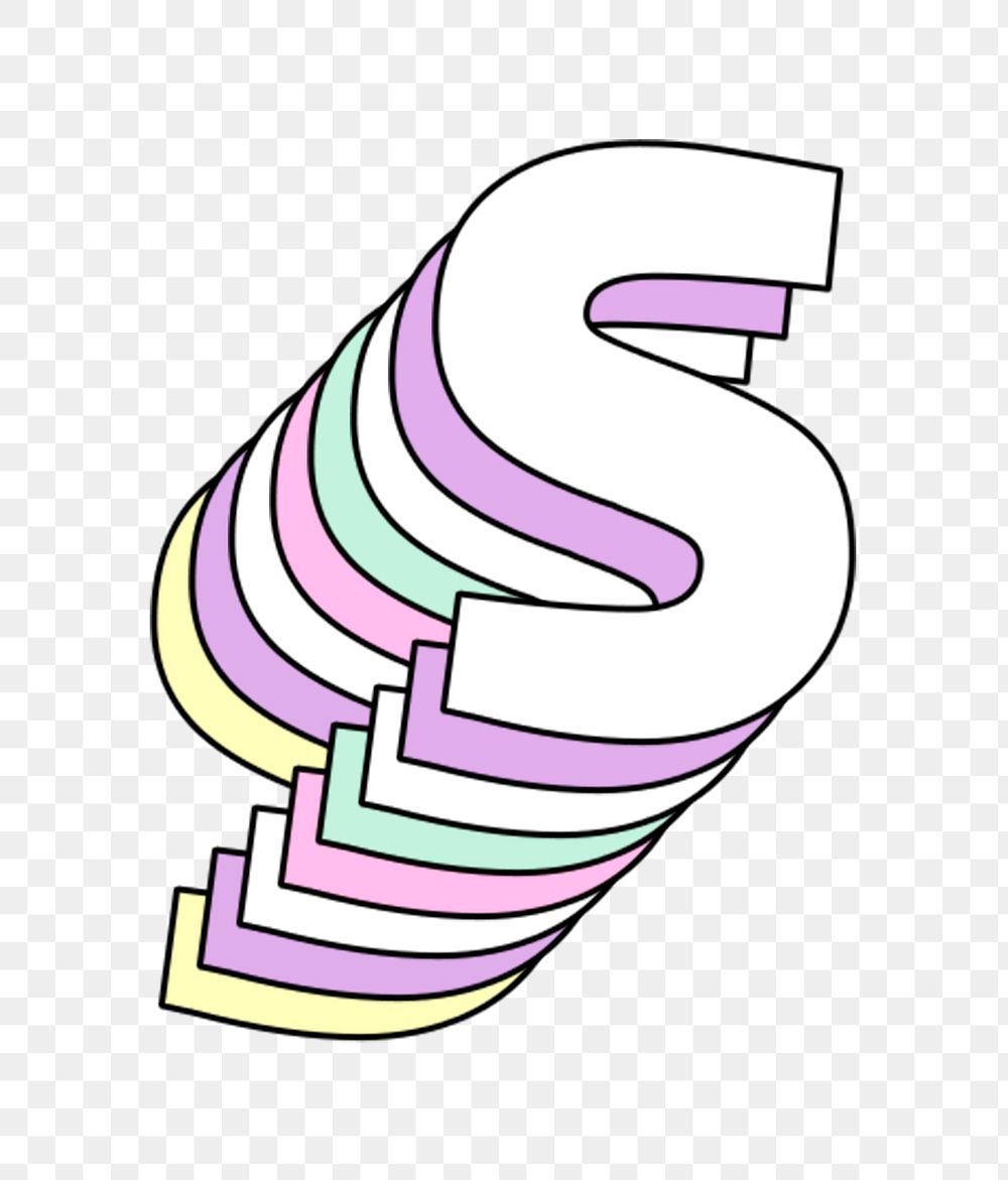 3d layered s letter pastel stylized typography