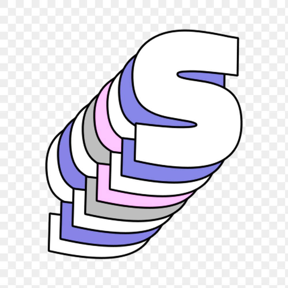 3d layered s png letter pastel stylized typography