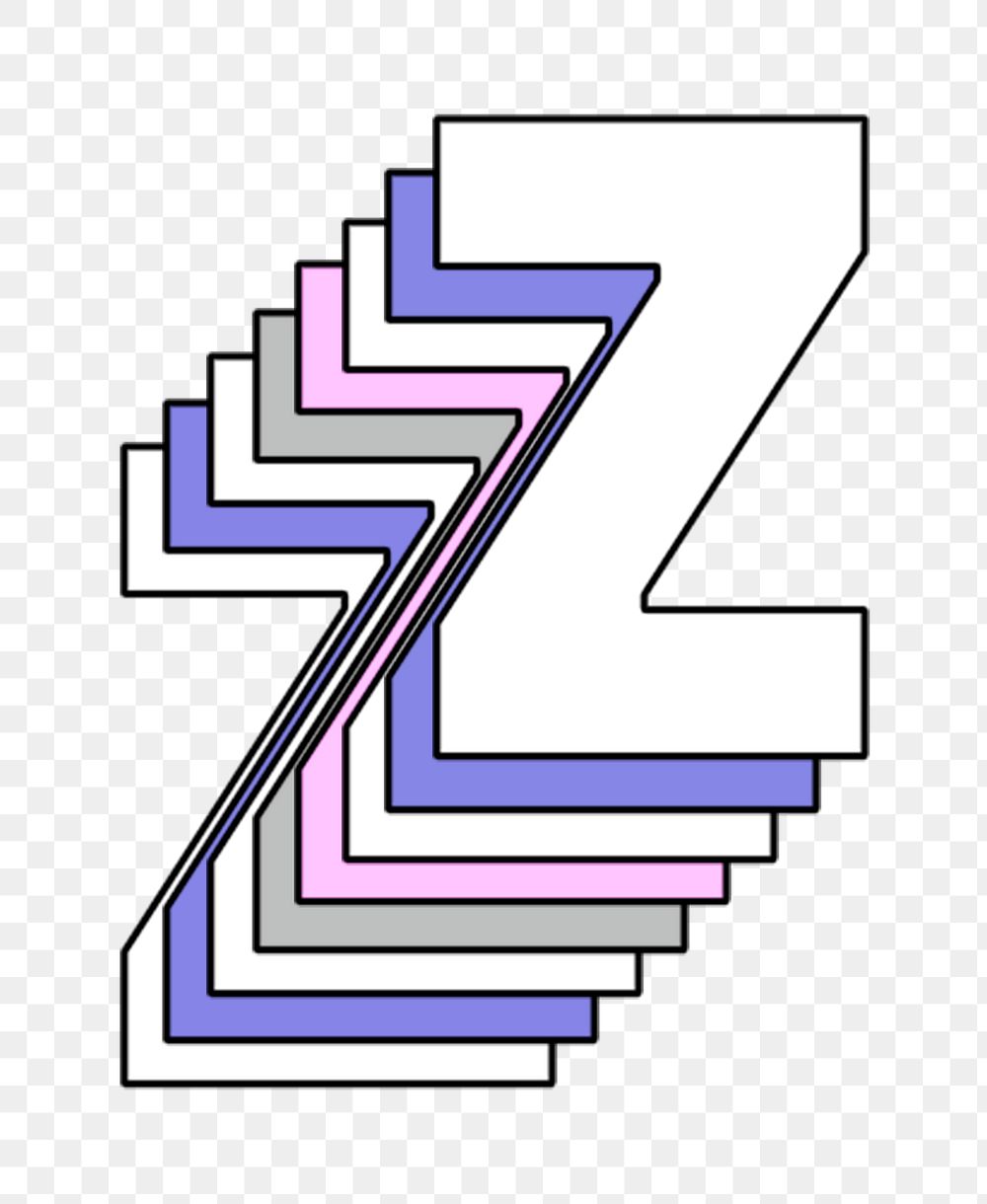 3d layered z letter png pastel stylized typography