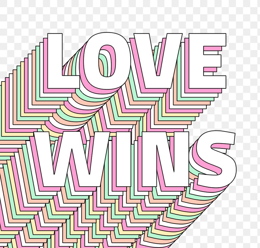 Png Love wins layered typography retro word
