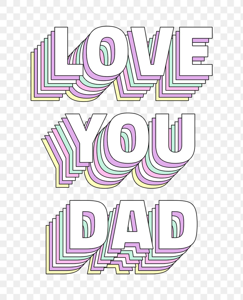 Love you dad layered png typography retro word