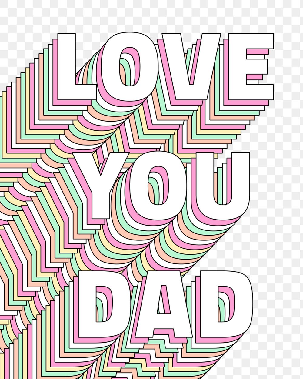 Png Love you dad layered typography retro word