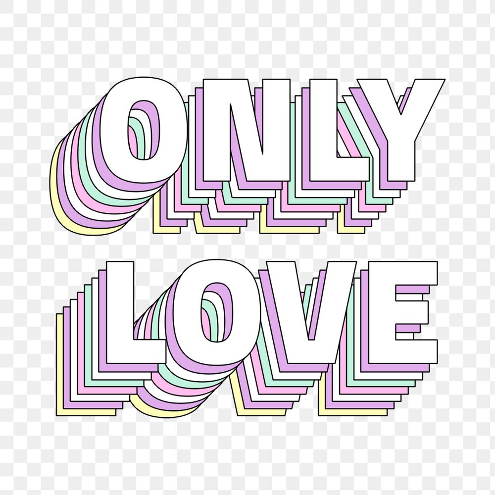 Only love layered typography  png retro word