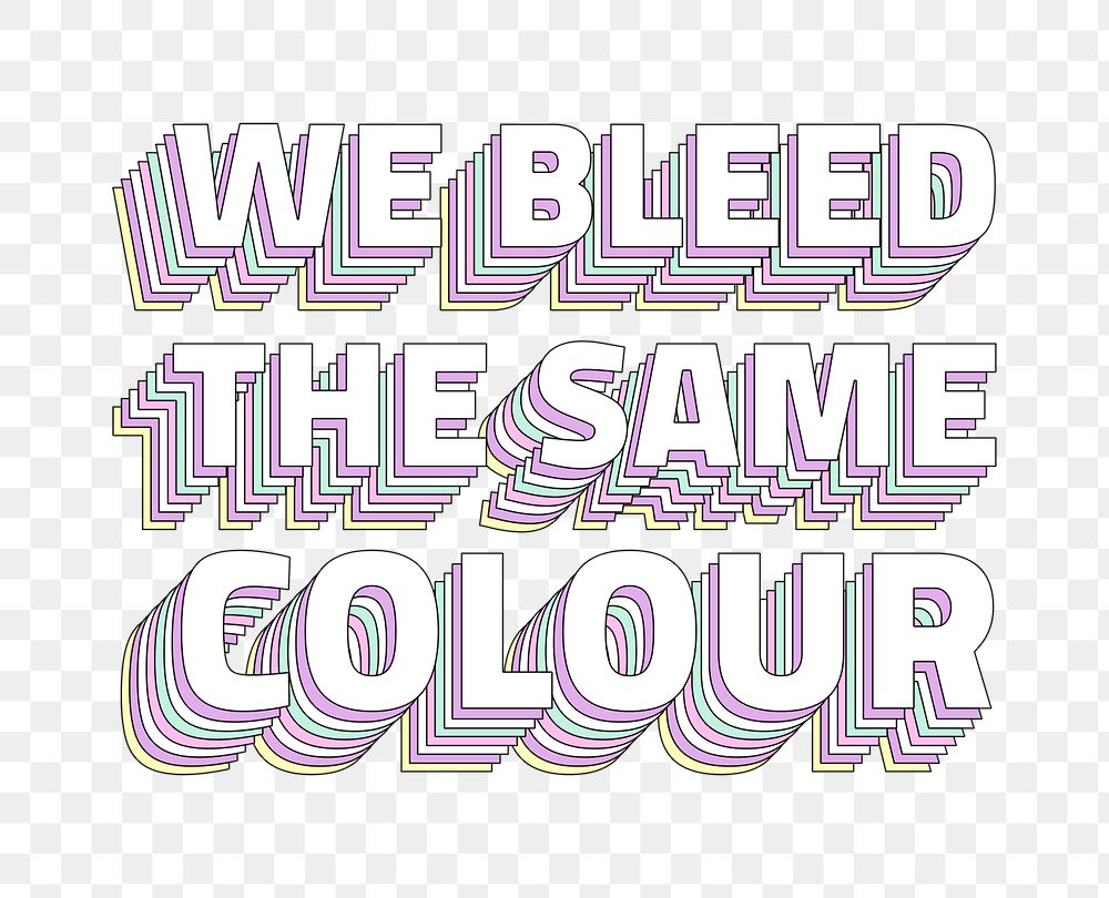 We bleed the same color layered png typography retro word