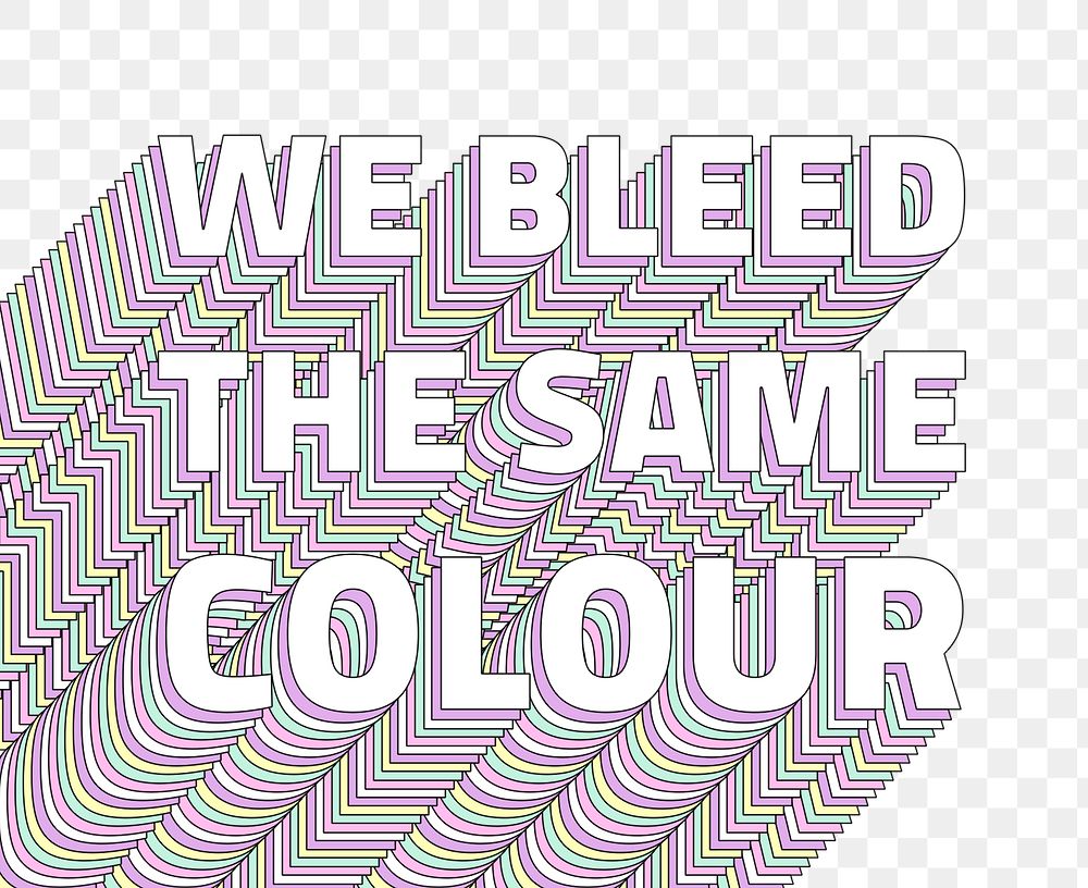We bleed the same color layered text png typography retro word