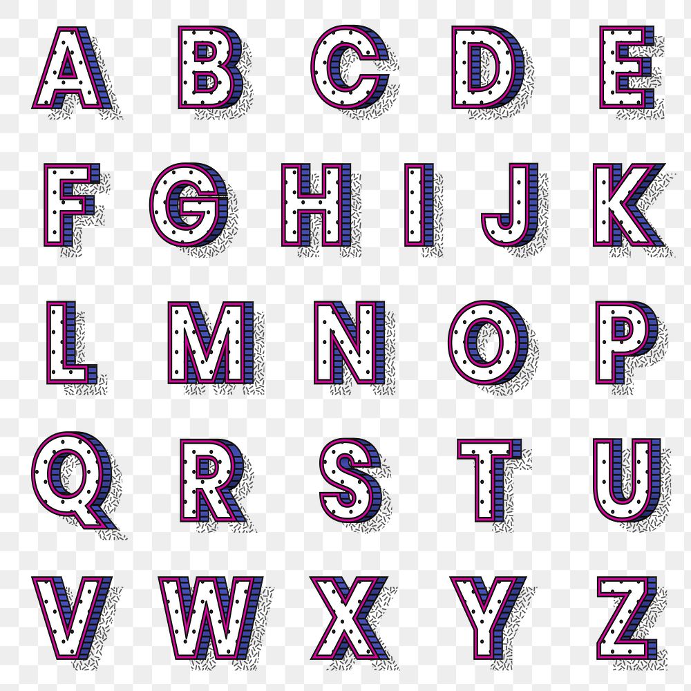 Png alphabet 3d halftone typography