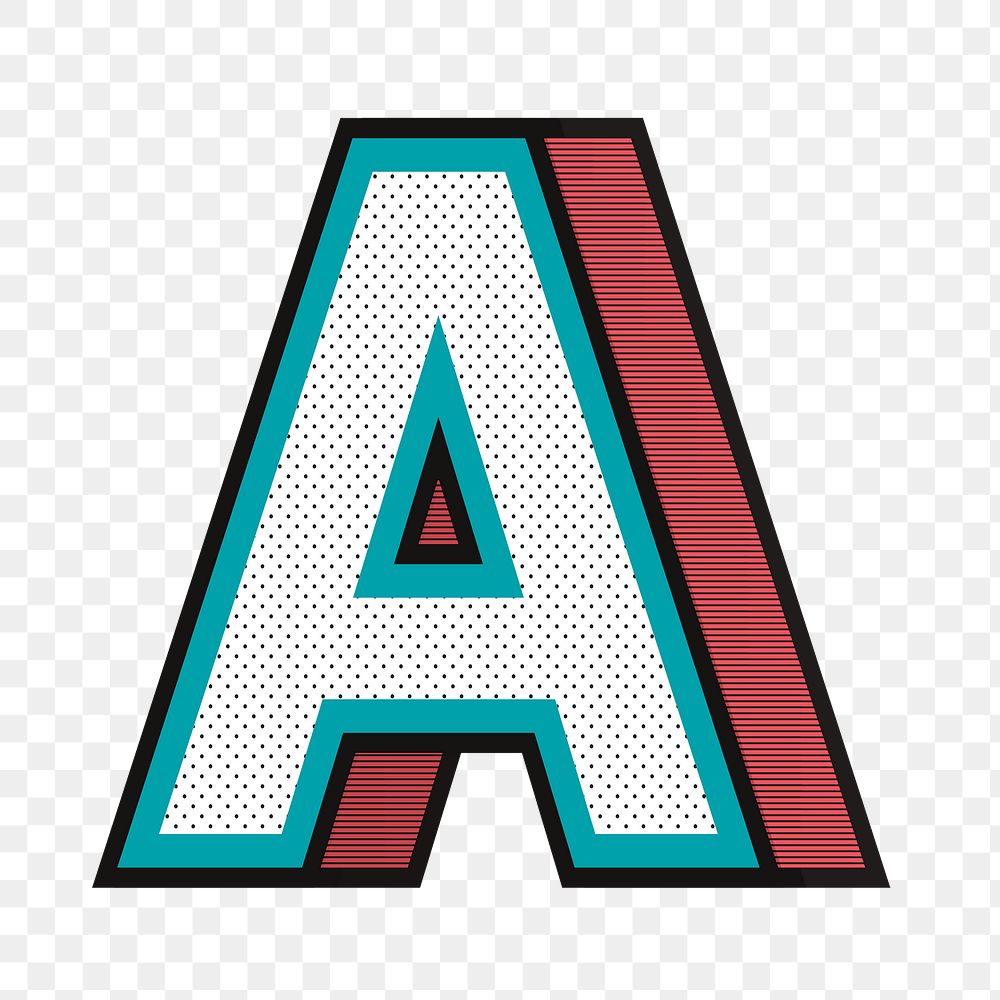 Alphabet A png 3d halftone effect typography