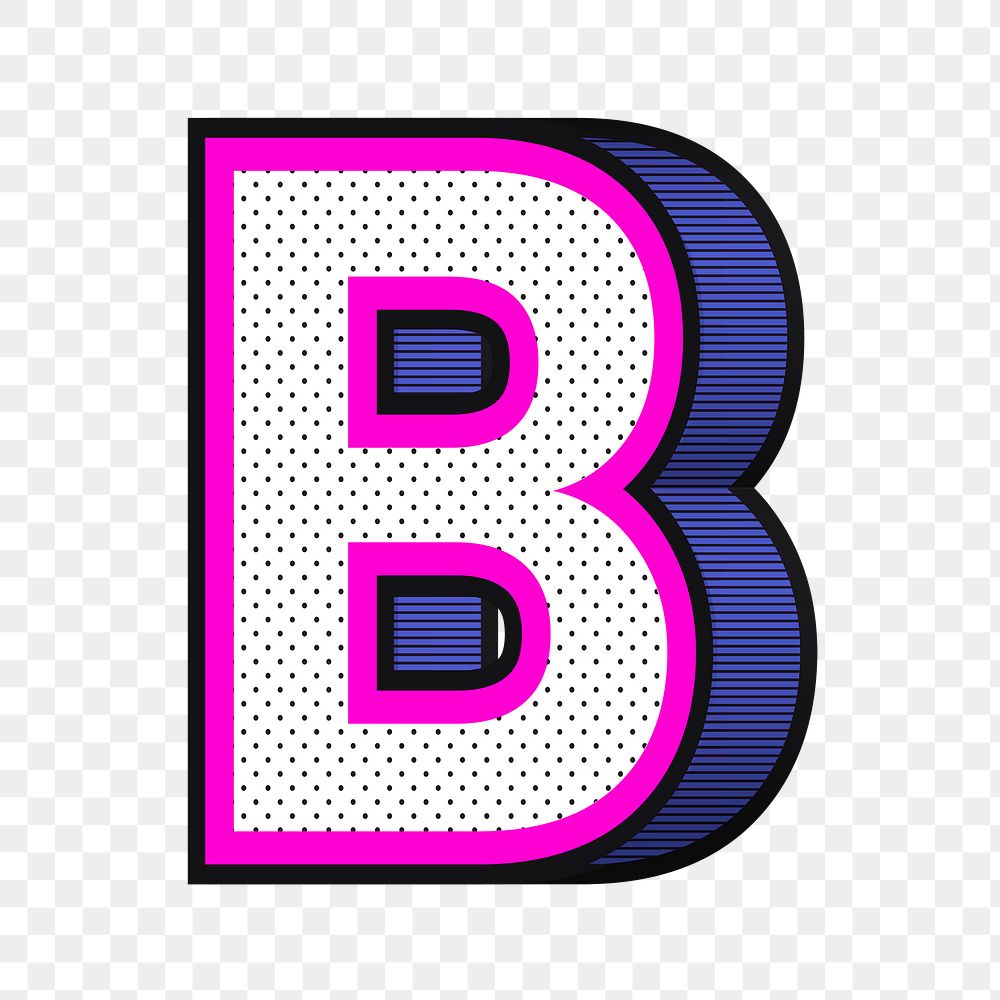 Letter B png 3d halftone effect typography